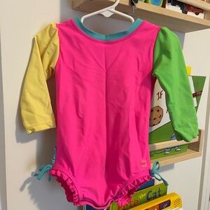 Ruffle Butts neon swim, 12-18 months